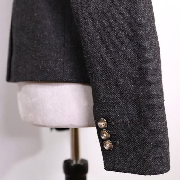 Gap Jacket Womens 4 Charcoal Gray Wool Blend Tweed Academy Blazer Lined Career - Picture 13 of 15